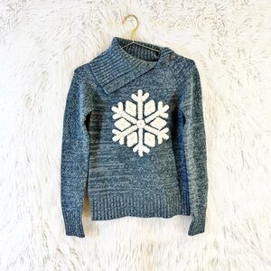 Sundance Blue Cowl Neck Sweater with Snowflake